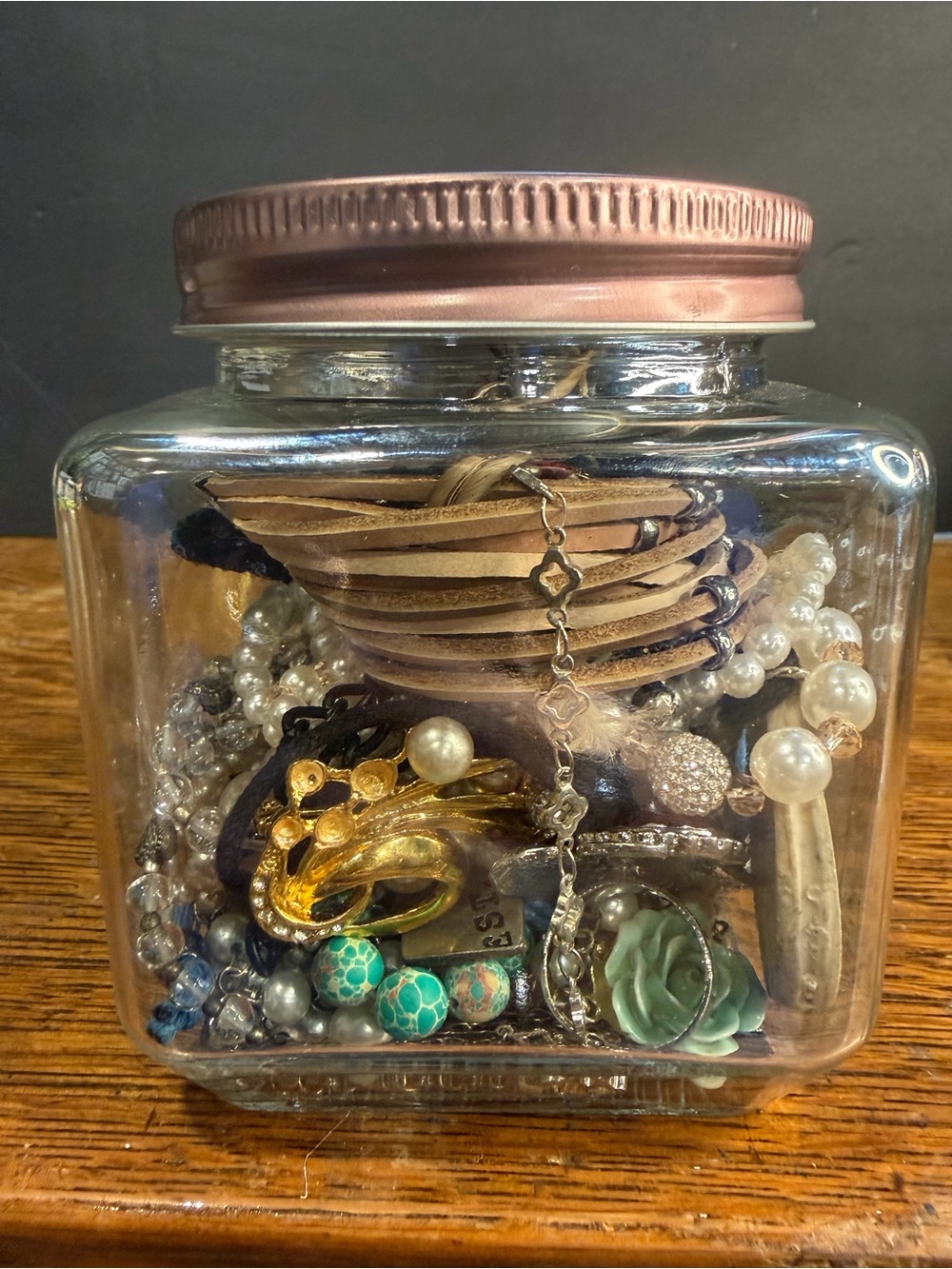 Mystery jewelry jar filled with costume jewelry